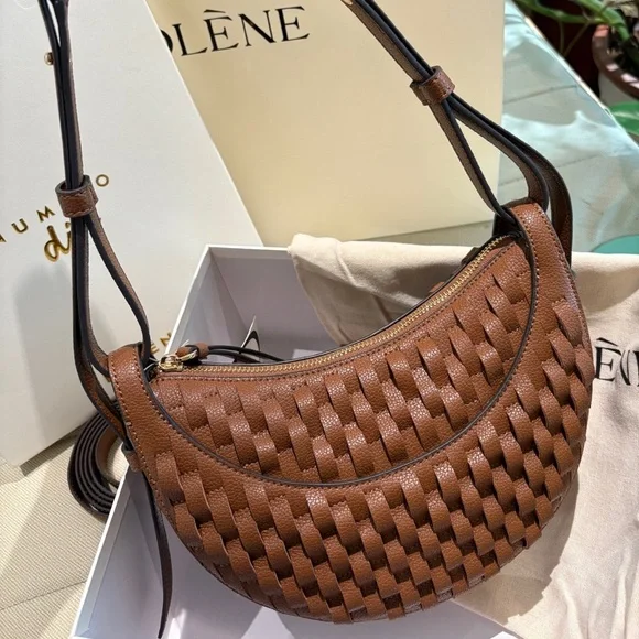 Polene Brown Woven Crescent Shoulder Bag - Picture 5 of 8